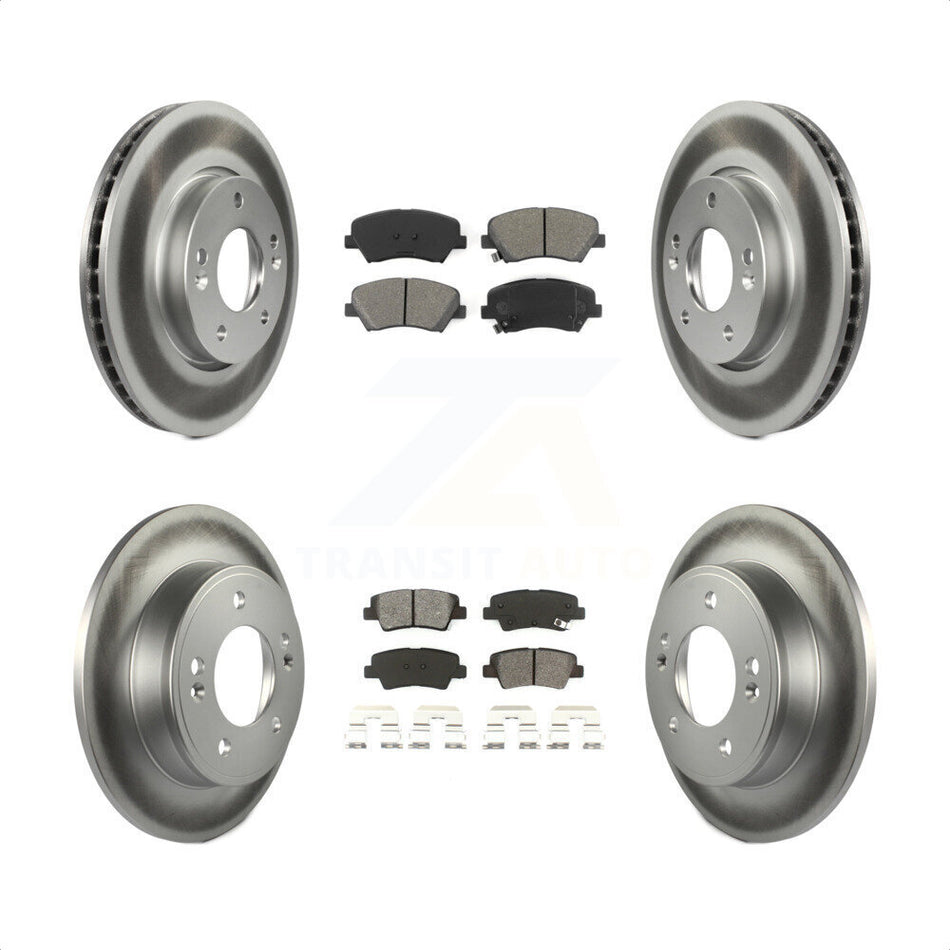 Front Rear Coated Disc Brake Rotors And Semi-Metallic Pads Kit For 2014 Kia Forte5 EX KGS-101840 by Transit Auto