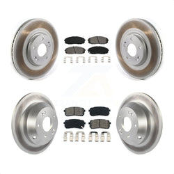 Front Rear Coated Disc Brake Rotors And Semi-Metallic Pads Kit For 2015-2019 Kia Sedona KGS-101853