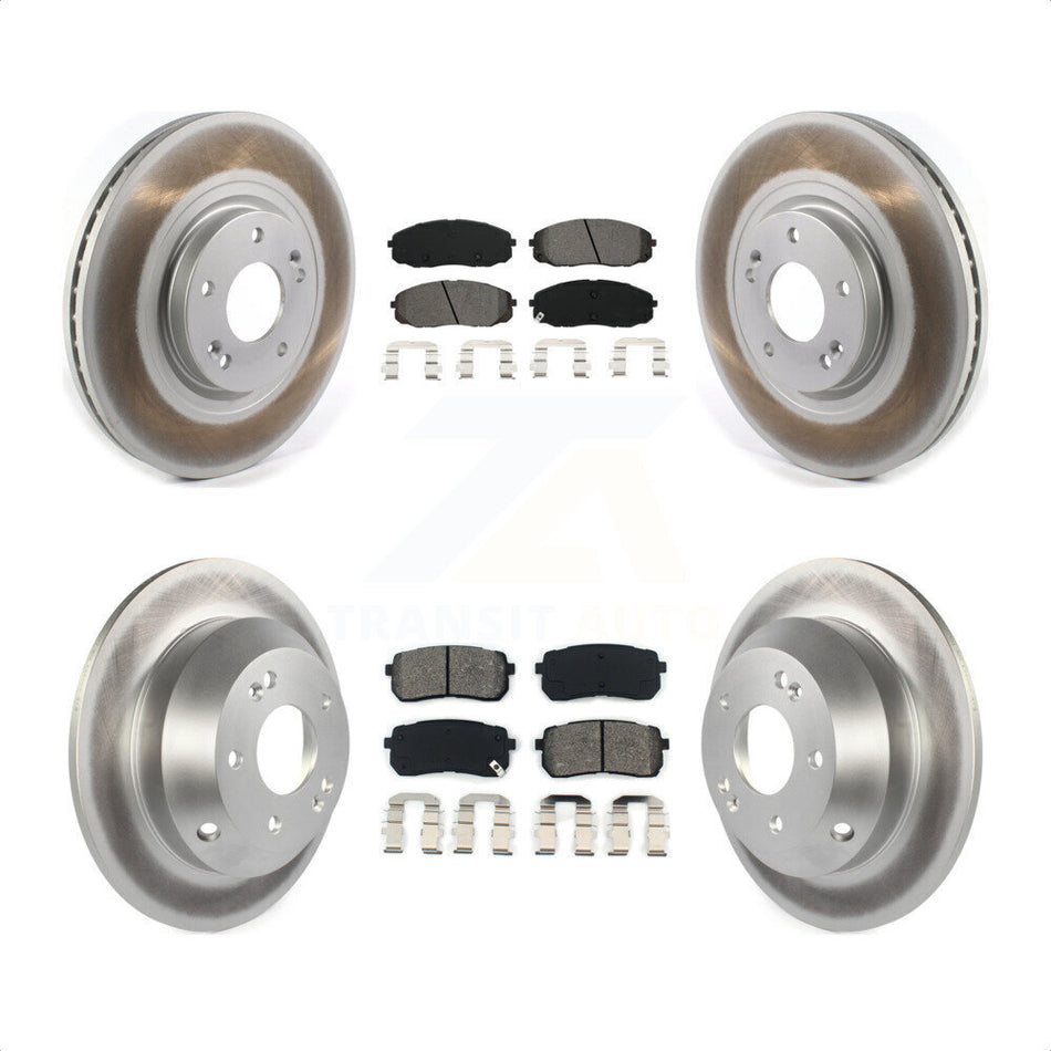 Front Rear Coated Disc Brake Rotors And Semi-Metallic Pads Kit For 2015-2019 Kia Sedona KGS-101853 by Transit Auto