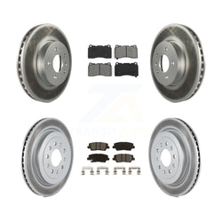 Front Rear Coated Disc Brake Rotors And Semi-Metallic Pads Kit For 2013-2015 Cadillac ATS With 321mm Diameter Rotor KGS-101943