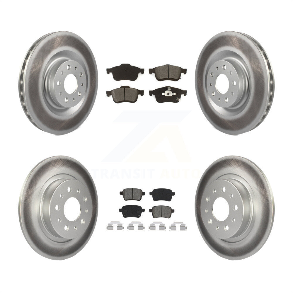 Front Rear Coated Disc Brake Rotors And Semi-Metallic Pads Kit For 2014-2020 Fiat 500L KGS-101951 by Transit Auto