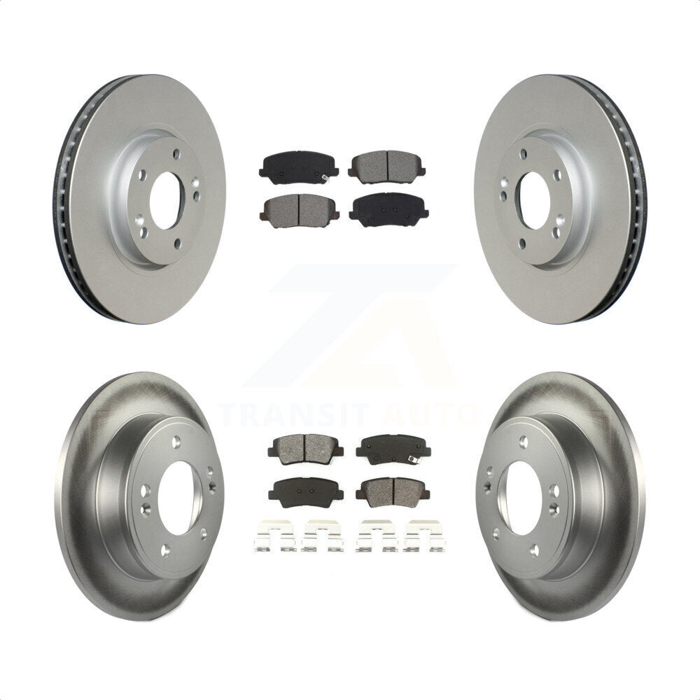 Front Rear Coated Disc Brake Rotors And Semi-Metallic Pads Kit For Kia Forte Forte5 SX KGS-101956 by Transit Auto