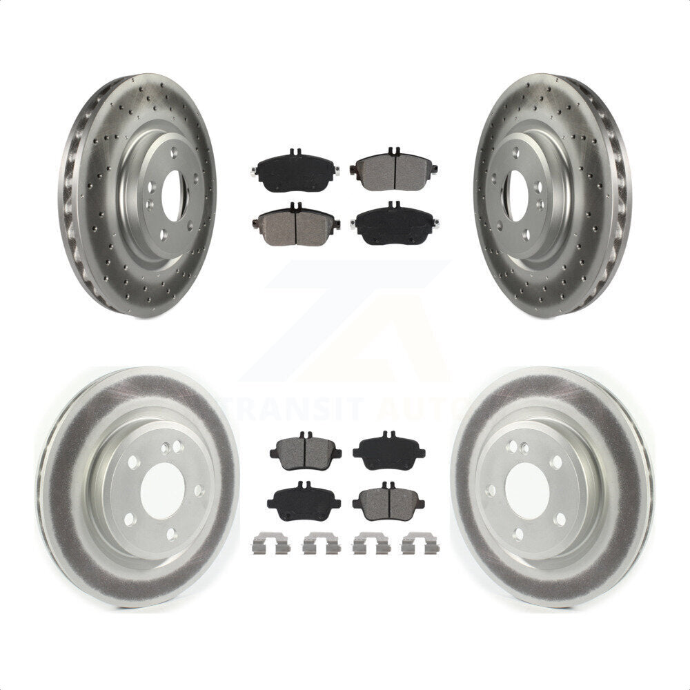 Front Rear Coated Disc Brake Rotors And Semi-Metallic Pads Kit For Mercedes-Benz CLA250 With Sport Package KGS-101983 by Transit Auto