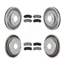 Front Rear Coated Disc Brake Rotors And Semi-Metallic Pads Kit For Buick Rendezvous Pontiac Aztek KGS-102040