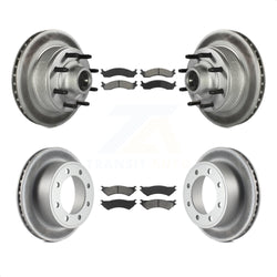 Front Rear Coated Disc Brake Rotors And Semi-Metallic Pads Kit For Ford E-350 Super Duty E-250 Econoline Club Wagon KGS-102065