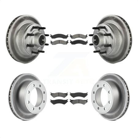 Front Rear Coated Disc Brake Rotors And Semi-Metallic Pads Kit For Ford E-350 Super Duty E-250 Econoline Club Wagon KGS-102065 by Transit Auto