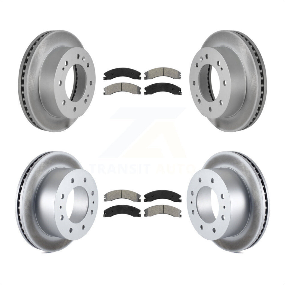 Front Rear Coated Disc Brake Rotors And Semi-Metallic Pads Kit For Chevrolet Silverado 2500 HD GMC Sierra 3500 Suburban KGS-102103 by Transit Auto