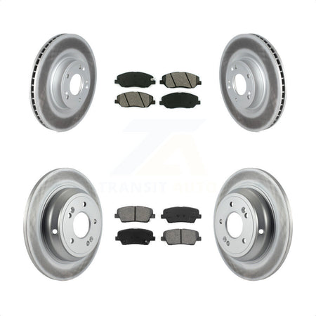 Front Rear Coated Disc Brake Rotors And Semi-Metallic Pads Kit For Hyundai Genesis 3.8L KGS-102146 by Transit Auto