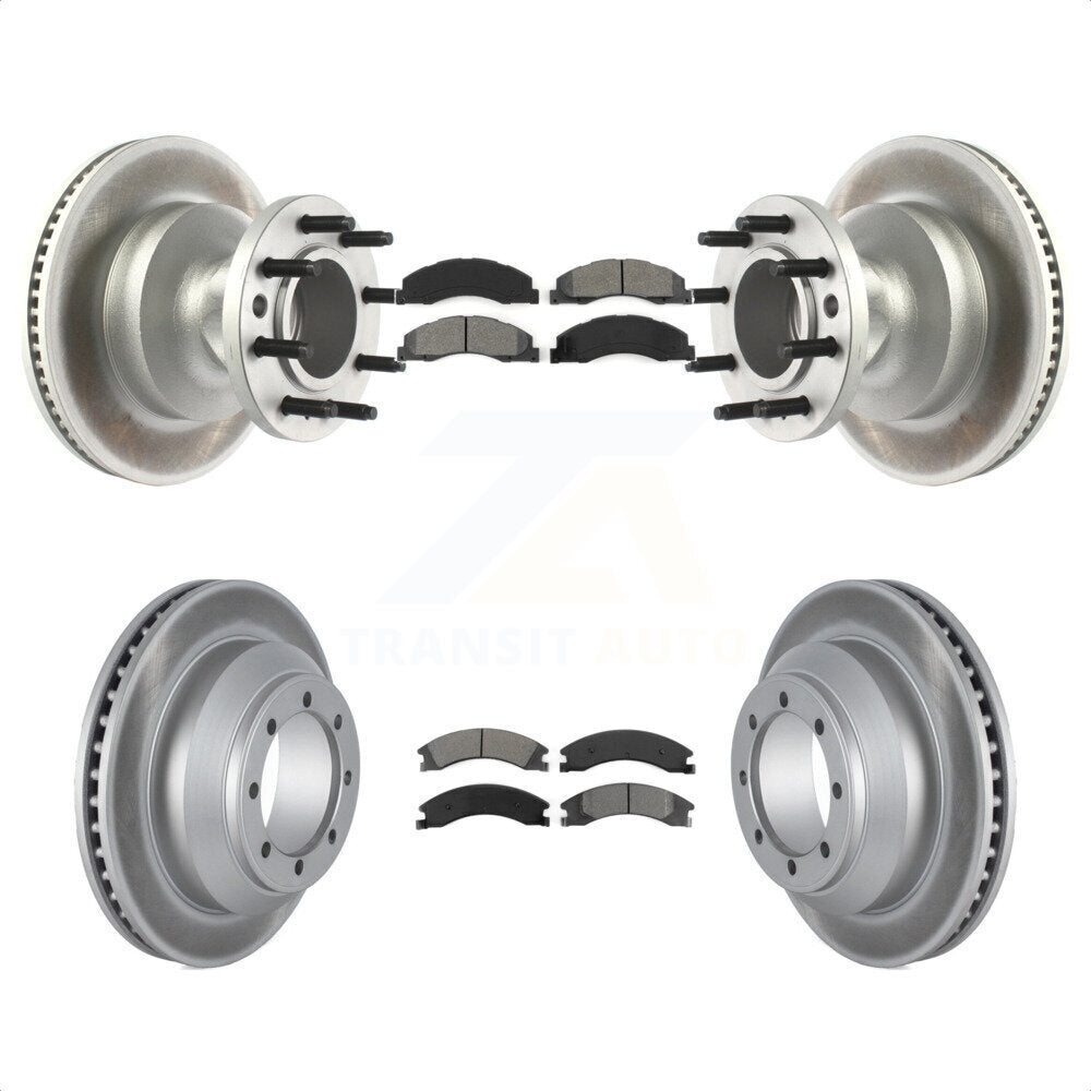 Front Rear Coated Disc Brake Rotors And Semi-Metallic Pads Kit For Ford E-350 Super Duty Econoline With Dual Wheels KGS-102157 by Transit Auto