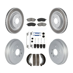 Front Rear Coated Disc Brake Rotors Semi-Metallic Pads And Drum Kit (7Pc) For 2017-2019 Nissan Sentra Turbocharged KGS-102161