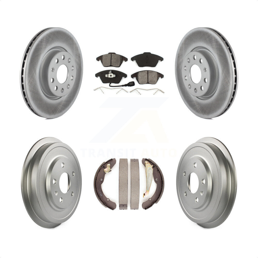 Front Rear Coated Disc Brake Rotors Semi-Metallic Pads And Drum Kit For Volkswagen Jetta Beetle With 312mm Diameter Rotor KGS-102170 by Transit Auto