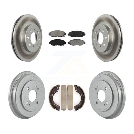 Front Rear Coated Disc Brake Rotors Semi-Metallic Pads And Drum Kit For Honda Civic KGS-102176 by Transit Auto