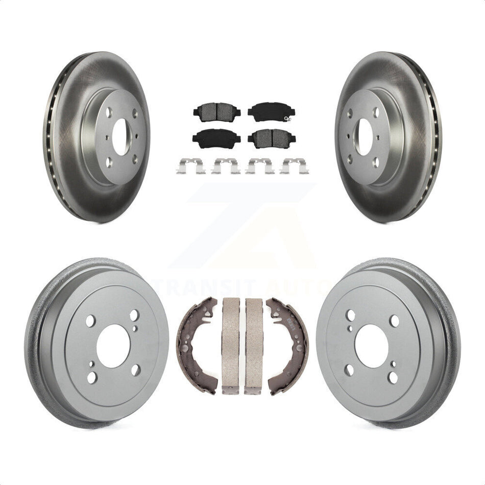 Front Rear Coated Disc Brake Rotors Semi-Metallic Pads And Drum Kit For 2000 Toyota Echo From 08 00 KGS-102198 by Transit Auto