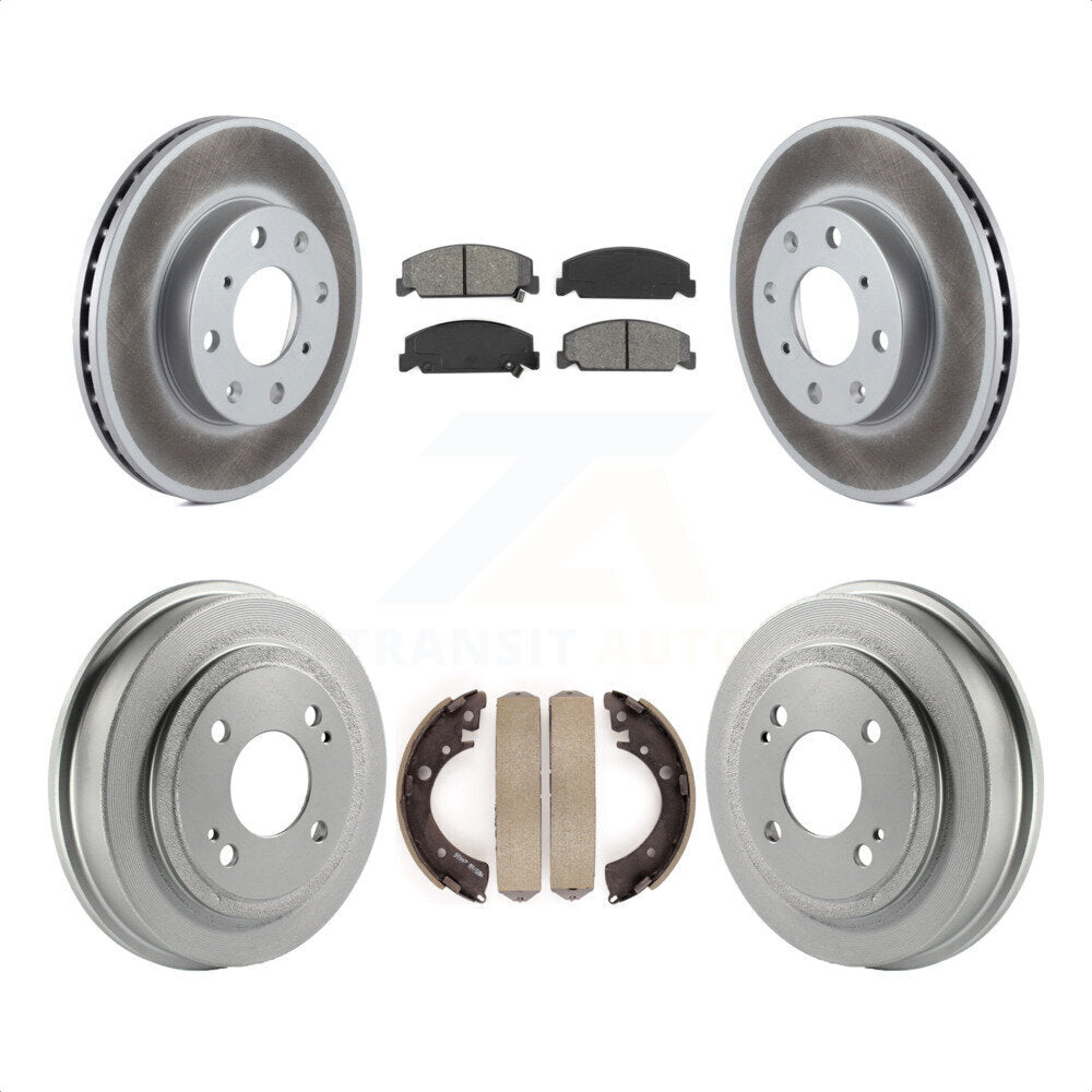 Front Rear Coated Disc Brake Rotors Semi-Metallic Pads And Drum Kit For Honda Civic KGS-102222 by Transit Auto