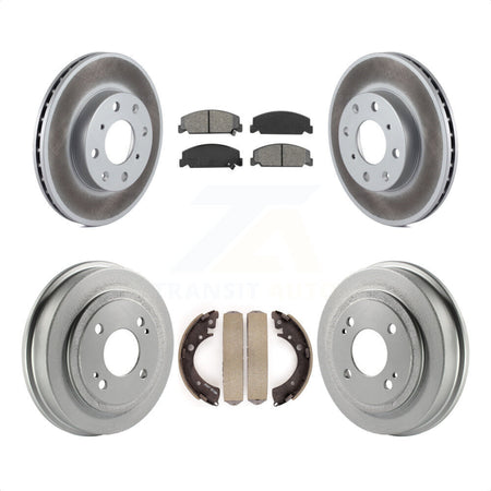 Front Rear Coated Disc Brake Rotors Semi-Metallic Pads And Drum Kit For Honda Civic KGS-102222 by Transit Auto