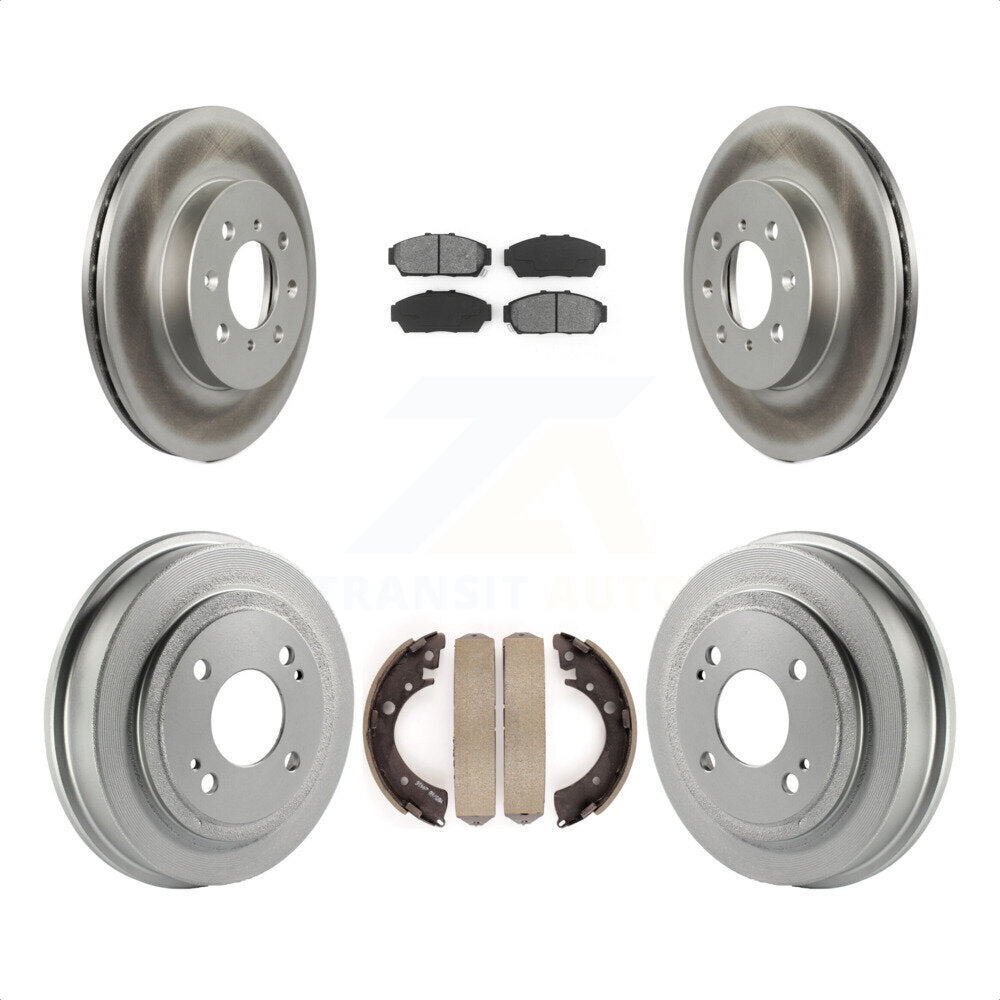 Front Rear Coated Disc Brake Rotors Semi-Metallic Pads And Drum Kit For Honda Civic KGS-102223 by Transit Auto