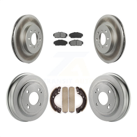 Front Rear Coated Disc Brake Rotors Semi-Metallic Pads And Drum Kit For Honda Civic KGS-102223 by Transit Auto