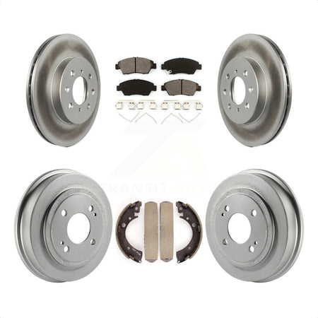 Front Rear Coated Disc Brake Rotors Semi-Metallic Pads And Drum Kit For 2007-2008 Honda Fit KGS-102225 by Transit Auto