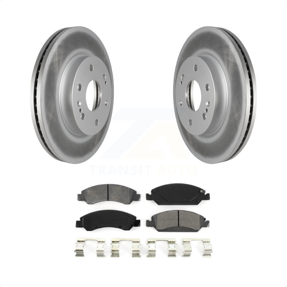 Front Coated Disc Brake Rotors And Semi-Metallic Pads Kit For 2019 Chevrolet Silverado 1500 LD With 4 Piston Caliper KGS-102259 by Transit Auto