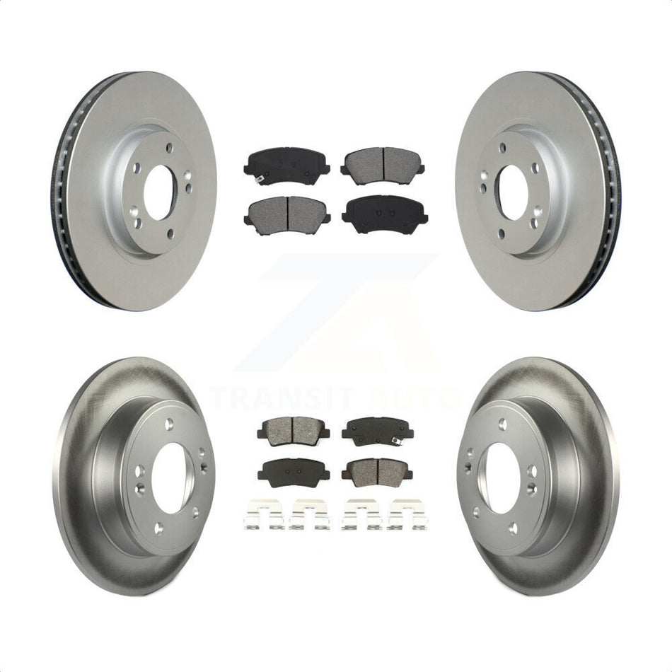 Front Rear Coated Disc Brake Rotors And Semi-Metallic Pads Kit For 2017 Kia Forte Koup SX KGS-102265 by Transit Auto