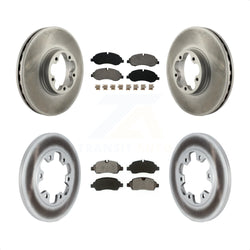 Front Rear Coated Disc Brake Rotors And Semi-Metallic Pads Kit For 2015-2019 Ford Transit-350 HD With 6 Lug Wheels KGS-102267