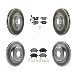 Front Rear Coated Disc Brake Rotors And Semi-Metallic Pads Kit For 2009 Audi A4 Quattro Convertible With 300mm Diameter Rotor KGS-102271