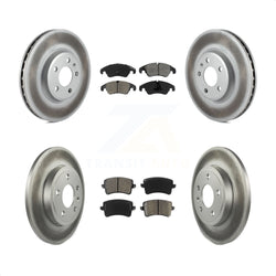 Front Rear Coated Disc Brake Rotors And Semi-Metallic Pads Kit For 2009 Audi A4 Quattro Sedan Wagon With 288mm Diameter Rotor KGS-102272