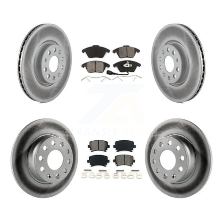 Front Rear Coated Disc Brake Rotors And Semi-Metallic Pads Kit For 2011 Volkswagen GTI KGS-102284 by Transit Auto