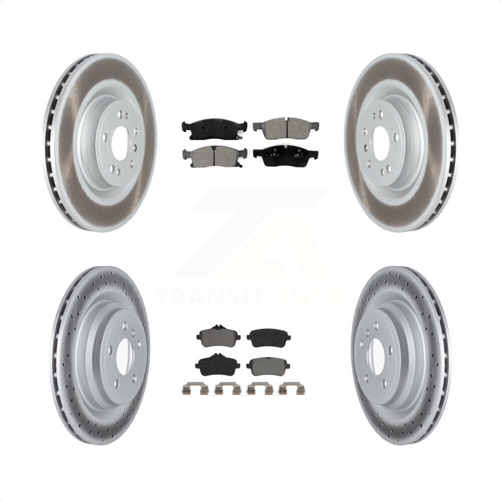 Front Rear Coated Disc Brake Rotors And Semi-Metallic Pads Kit For 2016-2017 Mercedes-Benz GLE400 Without Sport Package KGS-102287 by Transit Auto