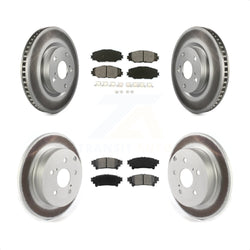 Front Rear Coated Disc Brake Rotors And Semi-Metallic Pads Kit For 2016-2019 Toyota Mirai KGS-102296