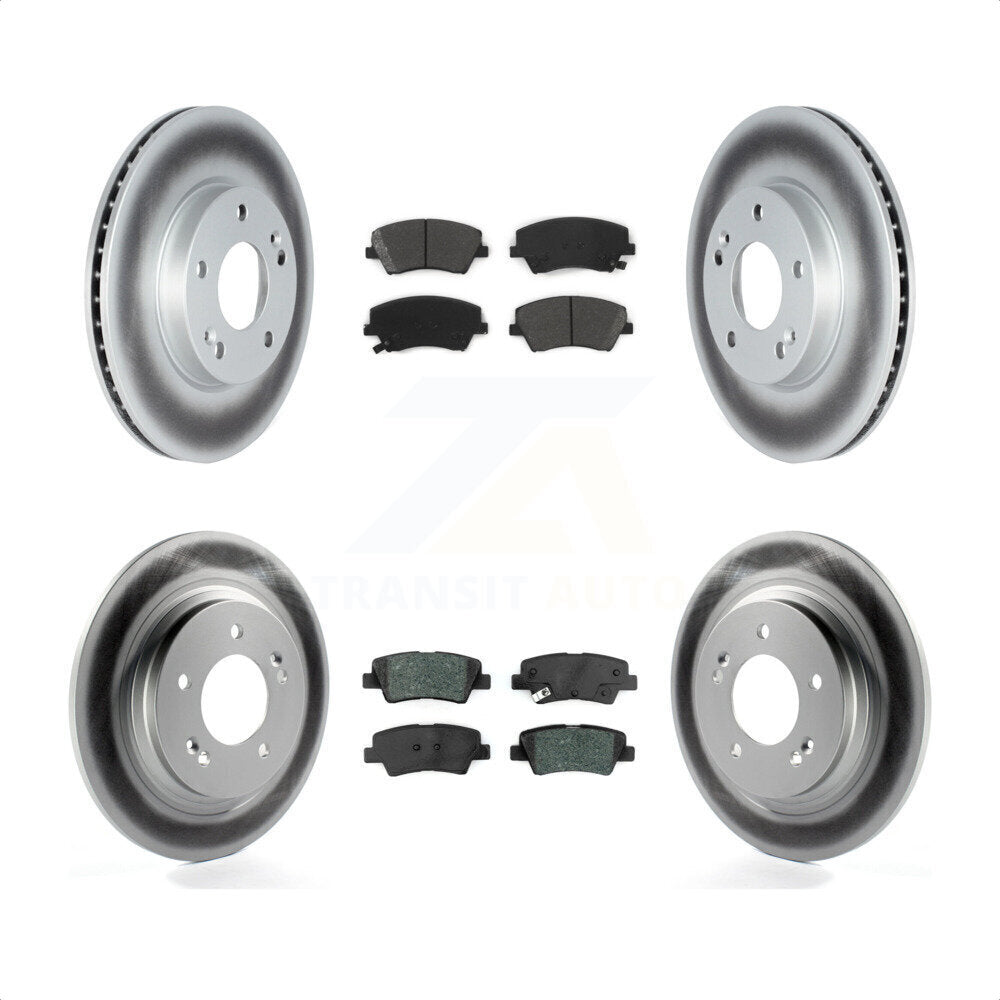 Front Rear Coated Disc Brake Rotors And Semi-Metallic Pads Kit For Kia Niro Hyundai Ioniq KGS-102338 by Transit Auto