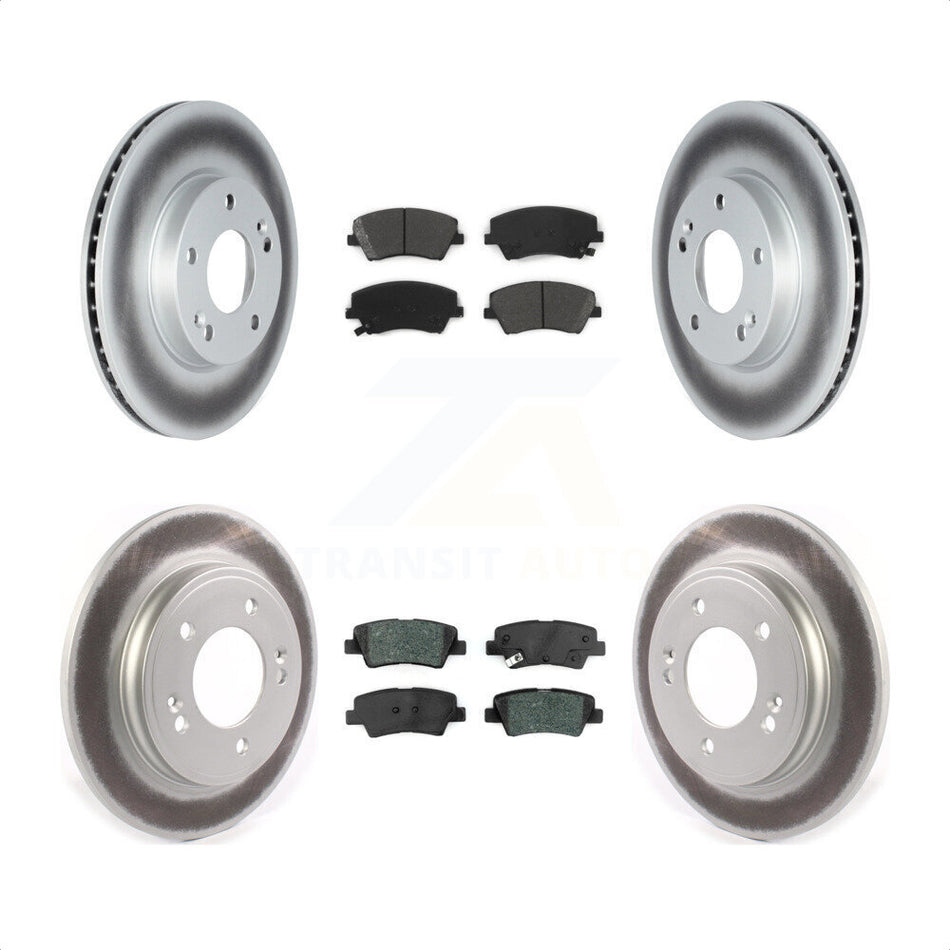 Front Rear Coated Disc Brake Rotors And Semi-Metallic Pads Kit For Kia Niro Hyundai Ioniq KGS-102339 by Transit Auto