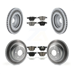 Front Rear Coated Disc Brake Rotors And Semi-Metallic Pads Kit For 2012 BMW 335i Convertible Coupe With Blue Painted Calipers KGS-102345