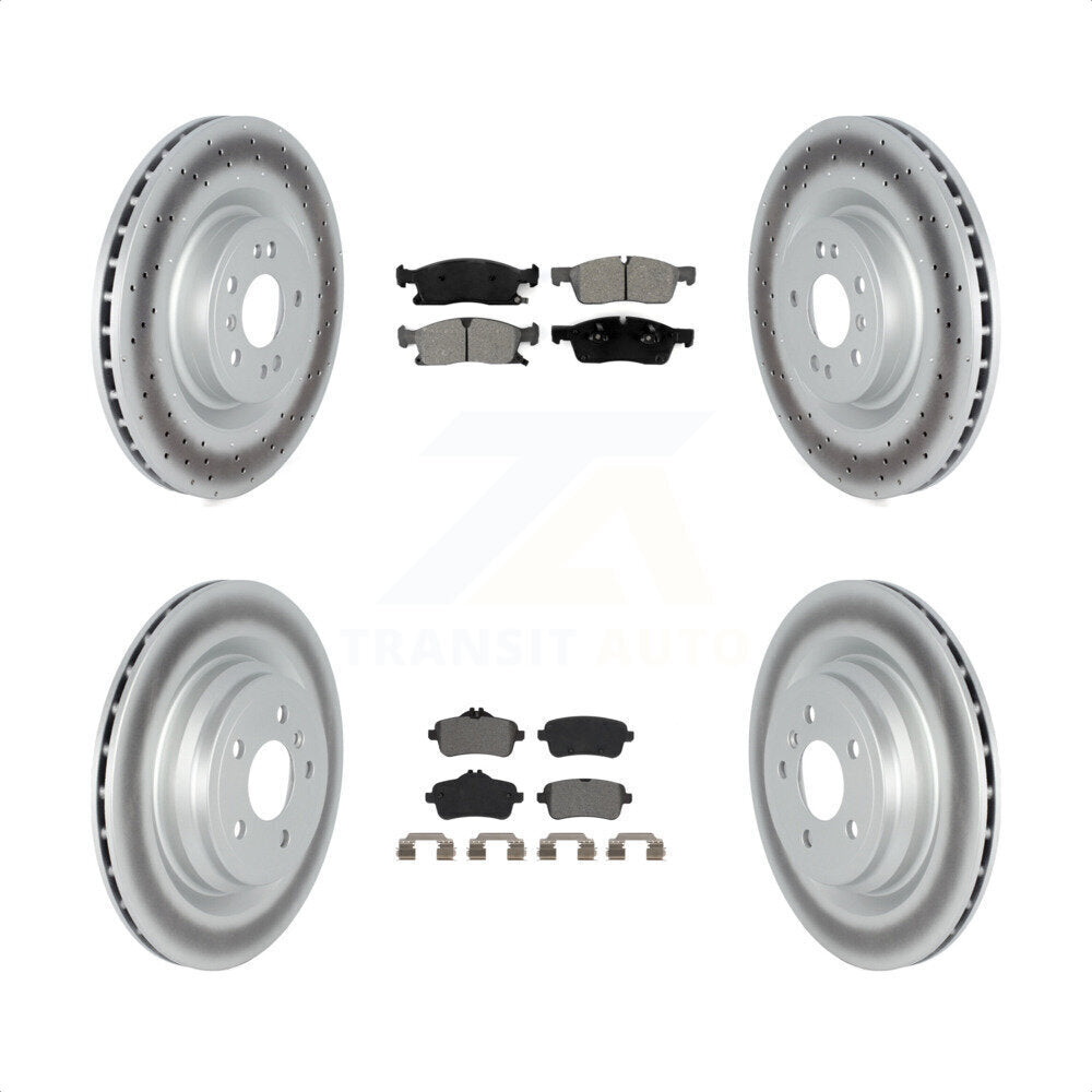 Front Rear Coated Disc Brake Rotors And Semi-Metallic Pads Kit For 2016-2017 Mercedes-Benz GLE400 With AMG Package KGS-102351 by Transit Auto