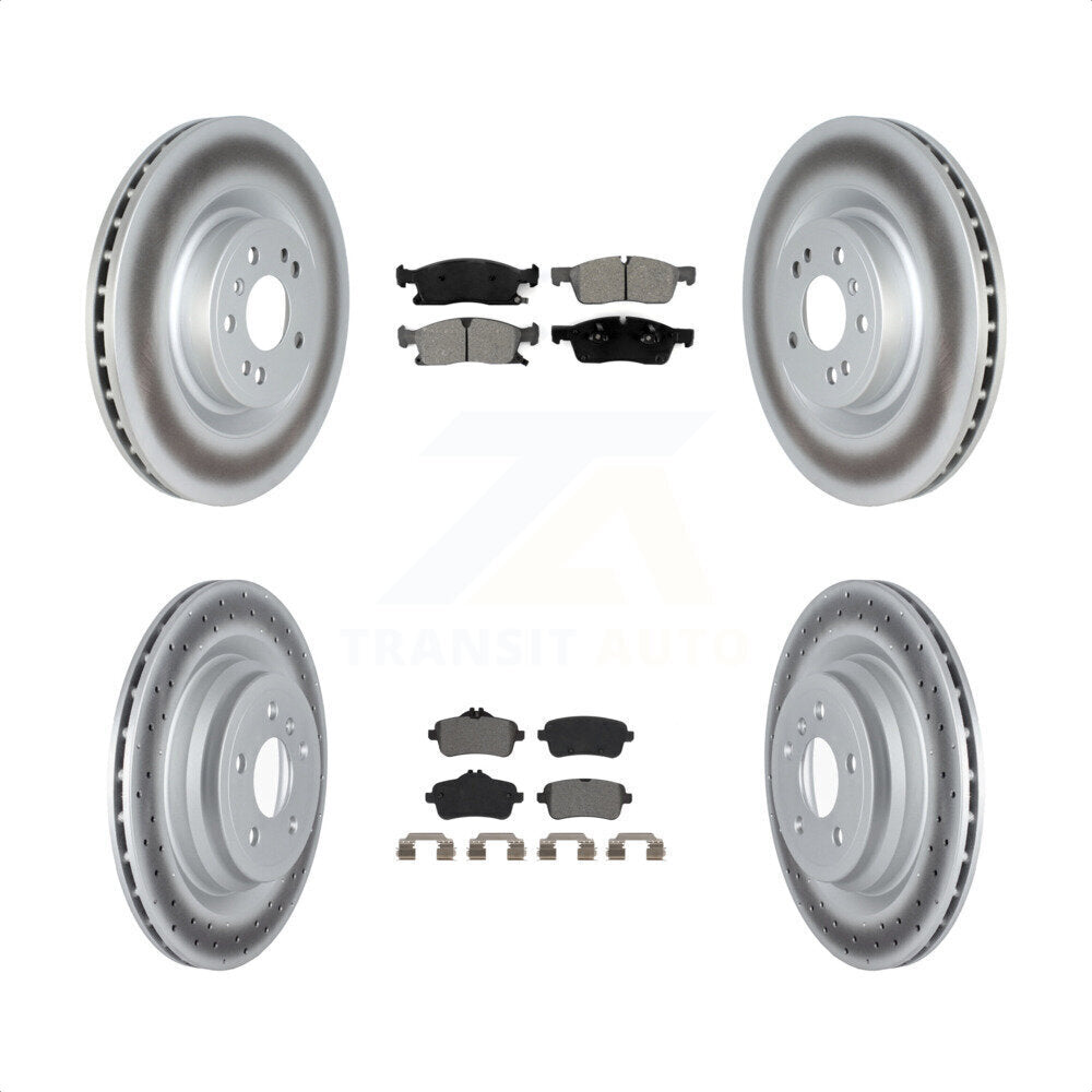 Front Rear Coated Disc Brake Rotors And Semi-Metallic Pads Kit For 2016-2017 Mercedes-Benz GLE400 With AMG Package KGS-102352 by Transit Auto