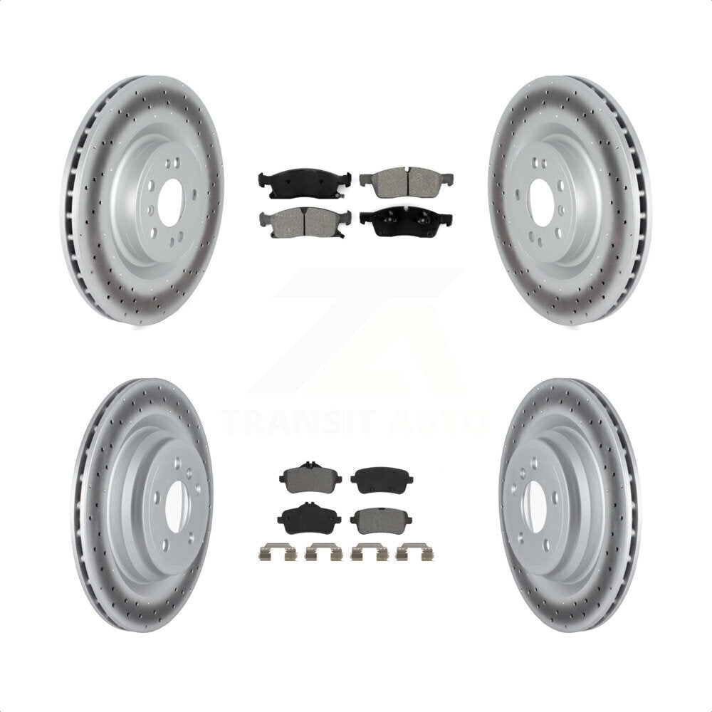 Front Rear Coated Disc Brake Rotors And Semi-Metallic Pads Kit For 2016-2017 Mercedes-Benz GLE400 With AMG Package KGS-102353 by Transit Auto