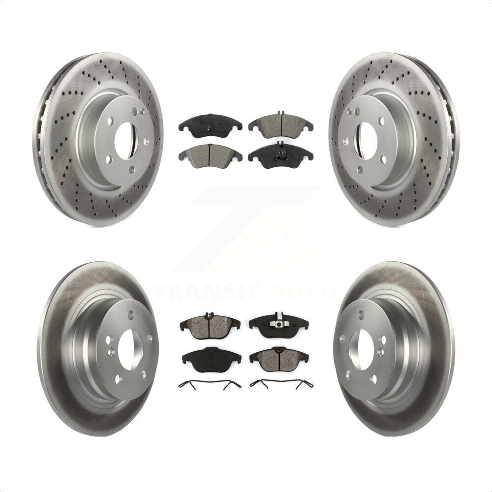 Front Rear Coated Disc Brake Rotors And Semi-Metallic Pads Kit For 2011-2012 Mercedes-Benz C300 With 322mm Diameter Rotor KGS-102375 by Transit Auto