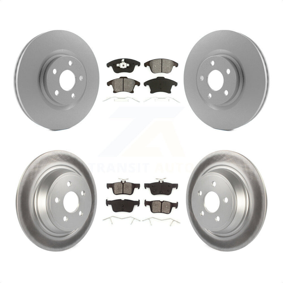 Front Rear Coated Disc Brake Rotors And Semi-Metallic Pads Kit For 2019-2020 Ford Police Responder Hybrid SSV Plug-In KGS-102379 by Transit Auto