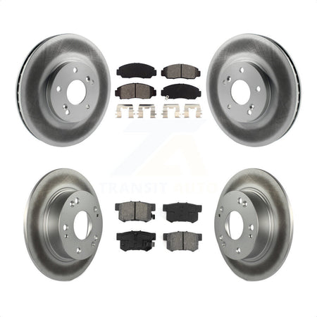 Front Rear Coated Disc Brake Rotors And Semi-Metallic Pads Kit For Honda Accord KGS-102388 by Transit Auto