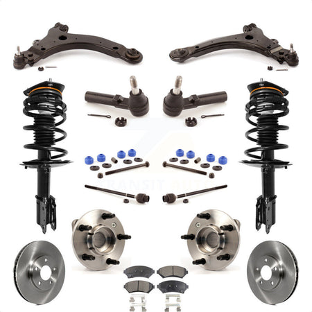 Front Disc Rotors Brake Pads Bearings Control Arms Shock Assembly Suspension Link Kit (15Pc) For 2003 Chevrolet Monte Carlo Non-ABS Excludes 17" 18" Wheels Police Taxi Models KM-100017 by Transit Auto