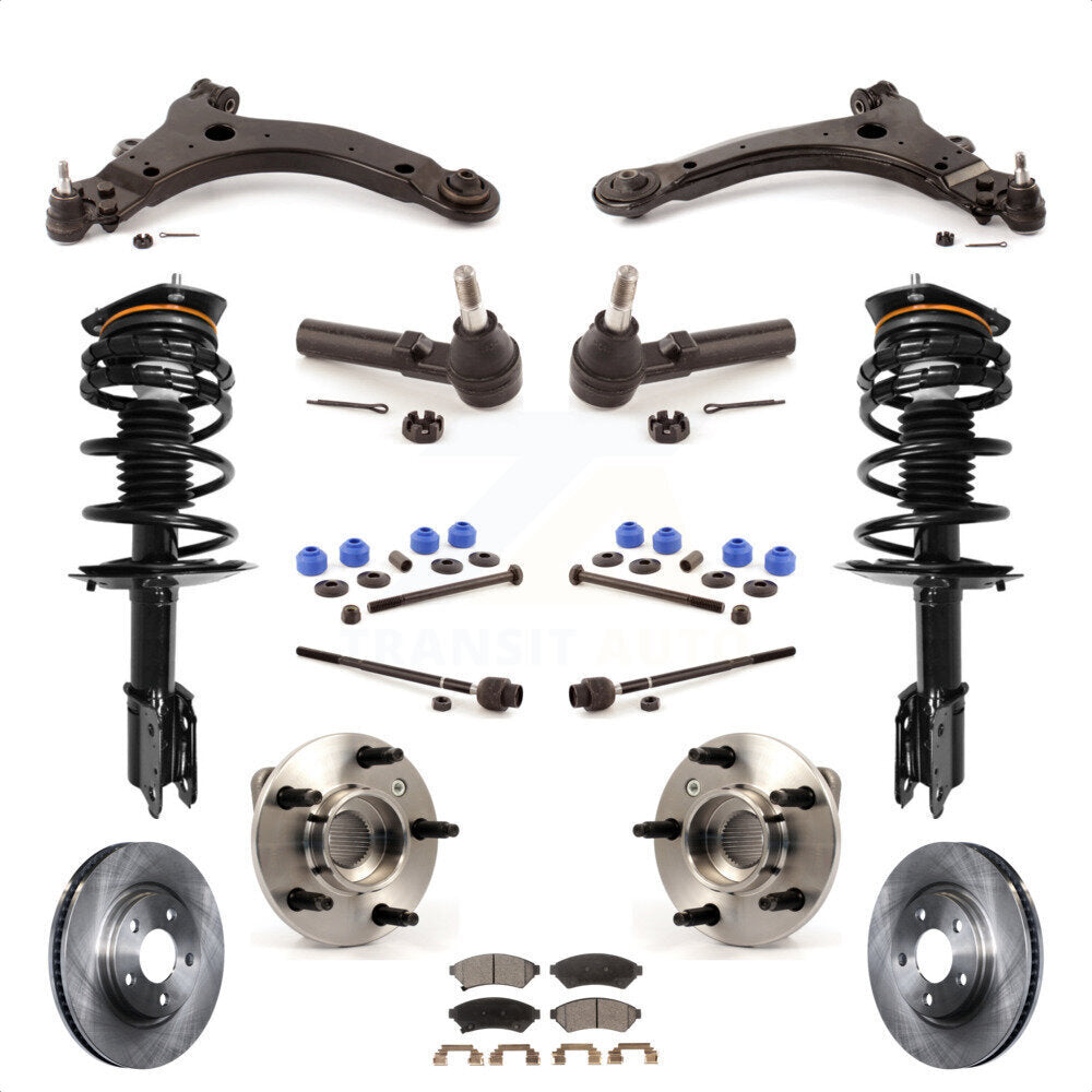 Front Disc Rotors Brake Pads Bearings Control Arms Shock Assembly Suspension Kit (15Pc) For 2005-2005 Buick LaCrosse Allure Excludes 17" 18" Wheels Police Taxi Models Non-ABS KM-100018 by Transit Auto