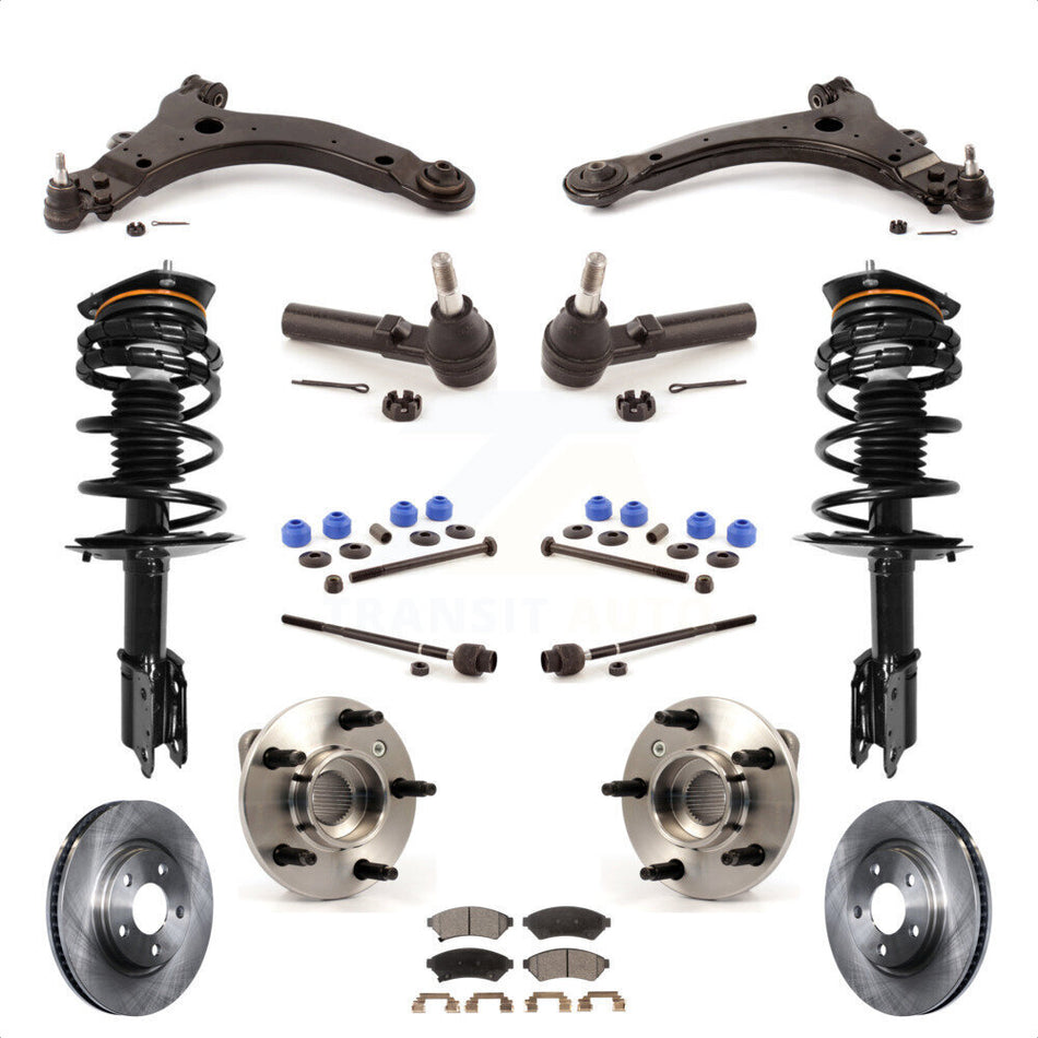 Front Disc Rotors Brake Pads Bearings Control Arms Shock Assembly Suspension Kit (15Pc) For 2005-2005 Buick LaCrosse Allure Excludes 17" 18" Wheels Police Taxi Models Non-ABS KM-100018 by Transit Auto