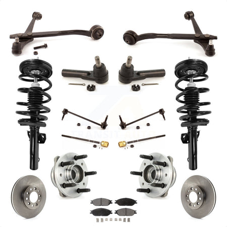 Front Disc Rotors Brake Pads Hub Bearings Assembly Control Arms Tie Rod End Shock Suspension Link Kit (15Pc) For 1999-2003 Ford Windstar Excludes Handivan Models KM-100095 by Transit Auto