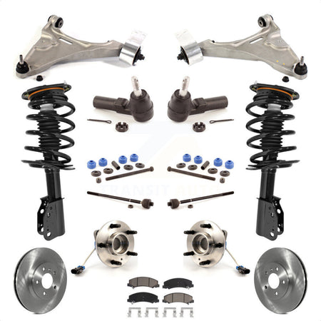 Front Disc Rotors Brake Pads Hub Bearings Assembly Control Arms Tie Rod End Shock Suspension Link Kit (15Pc) For Buick Lucerne Excludes Magnetic Ride KM-100202 by Transit Auto