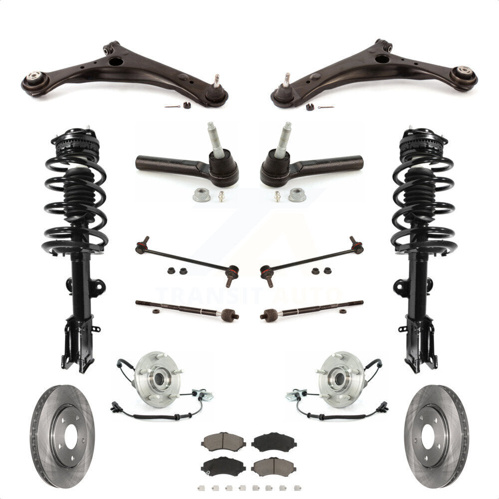 Front Disc Rotors Brake Pad Bearing Shock Assembly Suspension Kit (15Pc) For 2011-2011 Dodge Grand Caravan Chrysler Town & Country EXCLUDES MODELS WITH NIVOMAT REAR SUSPENSION KM-100210 by Transit Auto