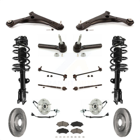 Front Disc Rotors Brake Pad Bearing Shock Assembly Suspension Kit (15Pc) For 2011-2011 Dodge Grand Caravan Chrysler Town & Country EXCLUDES MODELS WITH NIVOMAT REAR SUSPENSION KM-100210 by Transit Auto