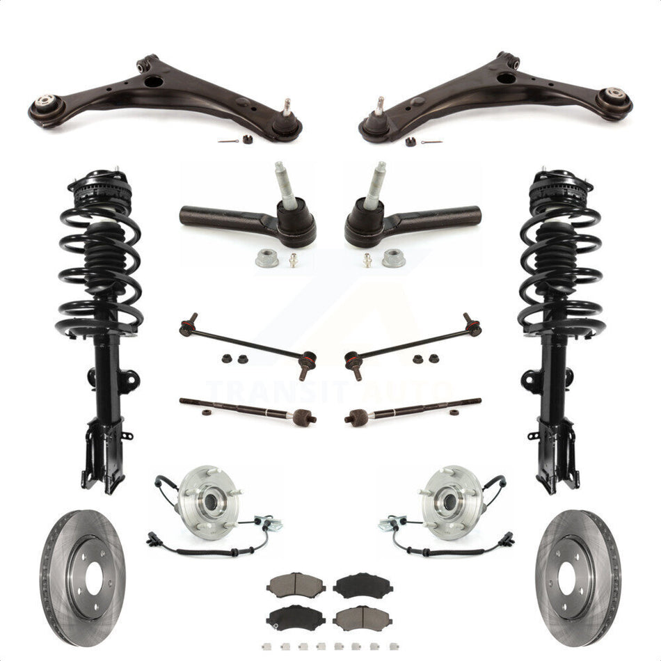 Front Disc Rotors Brake Pad Bearing Shock Assembly Suspension Kit (15Pc) For 2011-2011 Dodge Grand Caravan Chrysler Town & Country EXCLUDES MODELS WITH NIVOMAT REAR SUSPENSION KM-100210 by Transit Auto