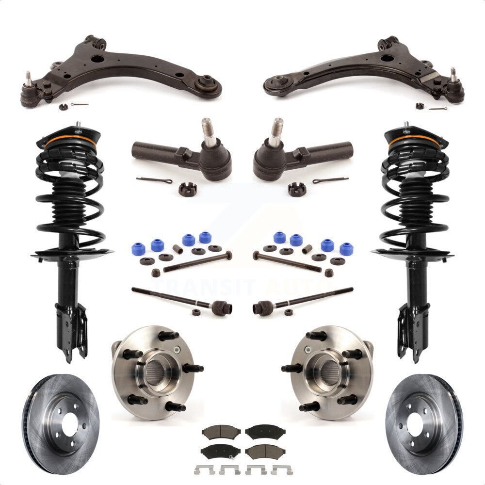 Front Disc Rotors Brake Pads Bearings Control Arms Shock Assembly Suspension Kit (15Pc) For 2005-2005 Buick LaCrosse Allure Excludes 17" 18" Wheels Police Taxi Models Non-ABS KM-100231 by Transit Auto