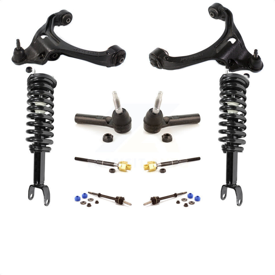 Front Control Arms Assembly And Complete Shock Tie Rods Link Sway Bar Suspension Kit (10Pc) For Dodge Dakota Mitsubishi Raider Excludes All Wheel Drive TRX Lift Kits RWD KSS-103950 by Transit Auto