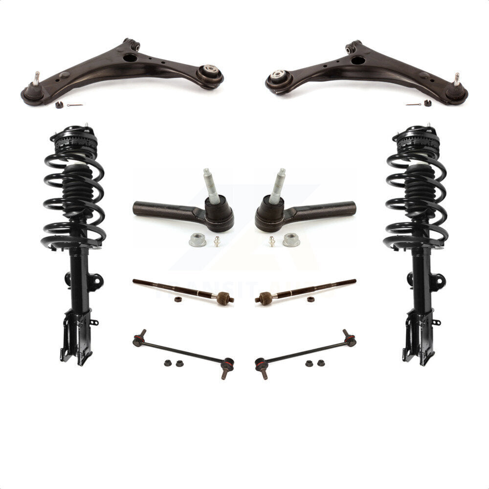 Front Control Arms And Complete Shock Tie Rods Link Sway Bar Kit (10Pc) For 2008-2010 Chrysler Town & Country Dodge Grand Caravan EXCLUDES MODELS WITH NIVOMAT REAR SUSPENSION KSS-103954 by Transit Auto